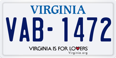 VA license plate VAB1472