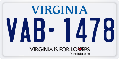 VA license plate VAB1478