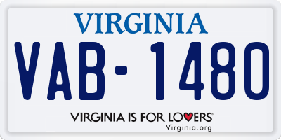 VA license plate VAB1480