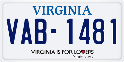 VA license plate VAB1481