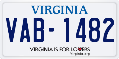 VA license plate VAB1482