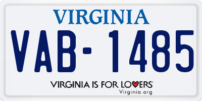 VA license plate VAB1485