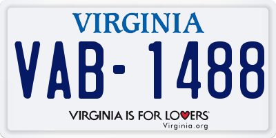 VA license plate VAB1488