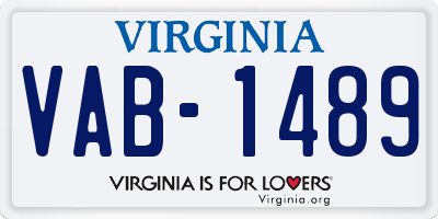 VA license plate VAB1489