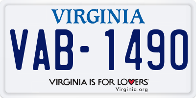 VA license plate VAB1490