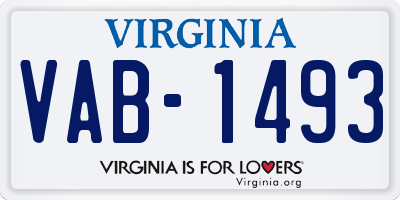 VA license plate VAB1493