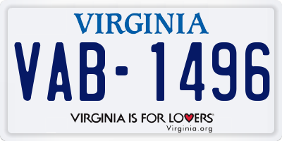 VA license plate VAB1496