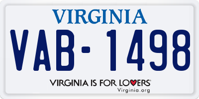 VA license plate VAB1498