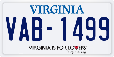 VA license plate VAB1499