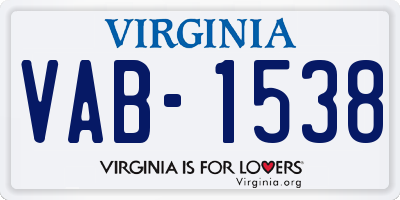 VA license plate VAB1538