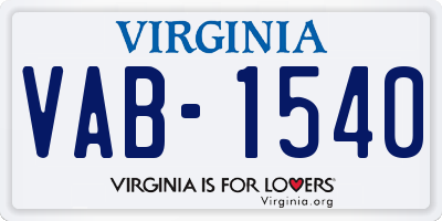 VA license plate VAB1540