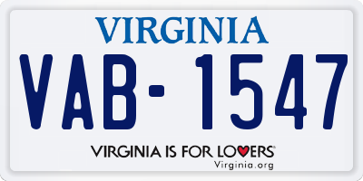 VA license plate VAB1547