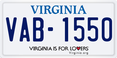 VA license plate VAB1550