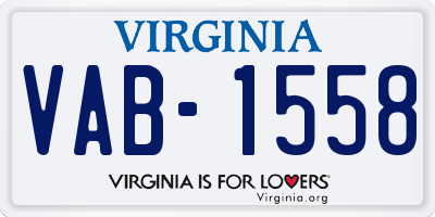VA license plate VAB1558