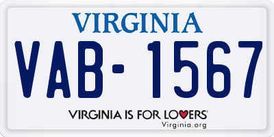 VA license plate VAB1567