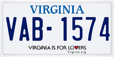 VA license plate VAB1574