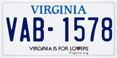 VA license plate VAB1578