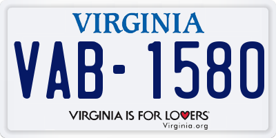 VA license plate VAB1580