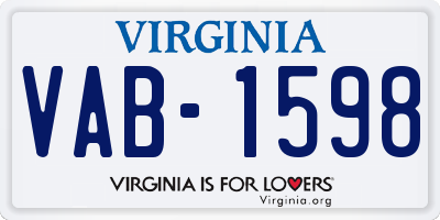 VA license plate VAB1598