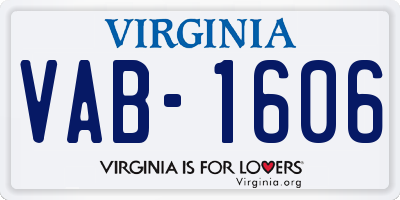 VA license plate VAB1606