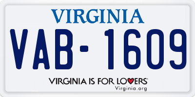 VA license plate VAB1609