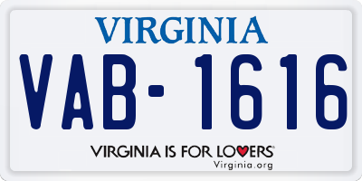 VA license plate VAB1616