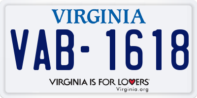 VA license plate VAB1618