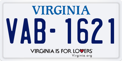 VA license plate VAB1621