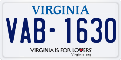 VA license plate VAB1630