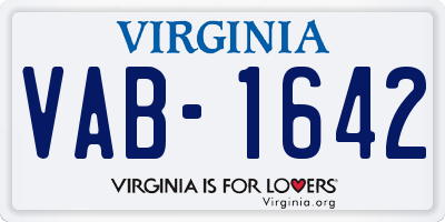 VA license plate VAB1642