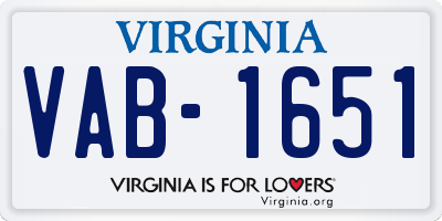 VA license plate VAB1651