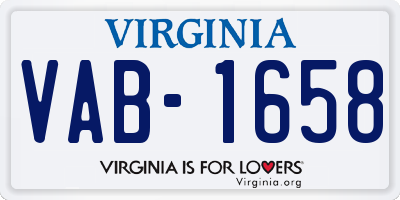 VA license plate VAB1658