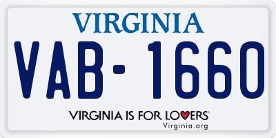 VA license plate VAB1660