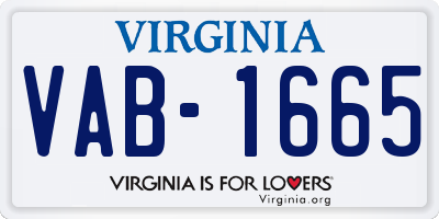 VA license plate VAB1665