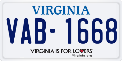 VA license plate VAB1668