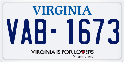 VA license plate VAB1673