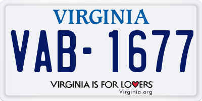 VA license plate VAB1677