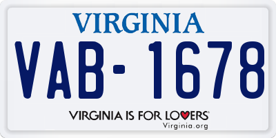 VA license plate VAB1678