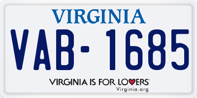 VA license plate VAB1685