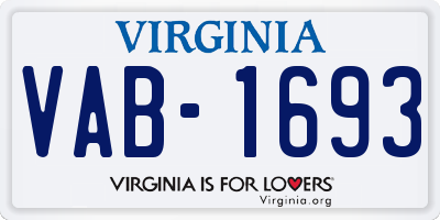 VA license plate VAB1693