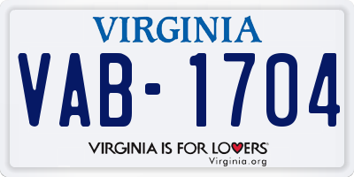 VA license plate VAB1704