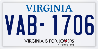 VA license plate VAB1706