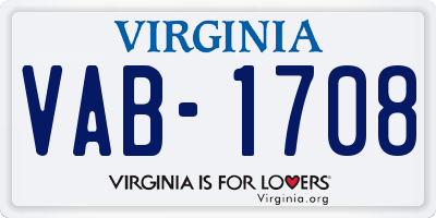 VA license plate VAB1708