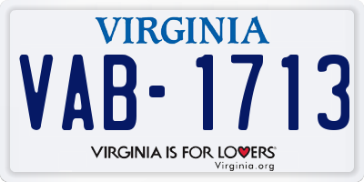 VA license plate VAB1713