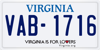 VA license plate VAB1716