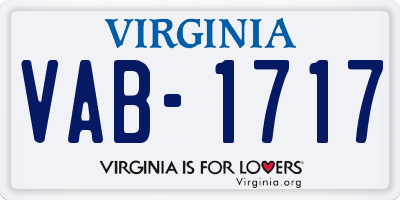 VA license plate VAB1717