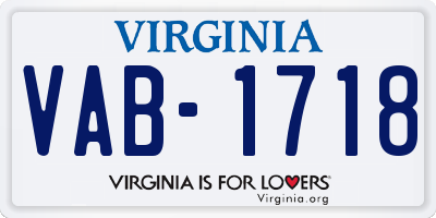 VA license plate VAB1718