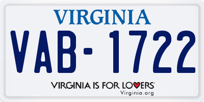 VA license plate VAB1722