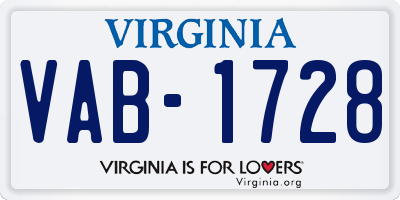 VA license plate VAB1728