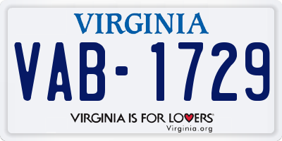 VA license plate VAB1729